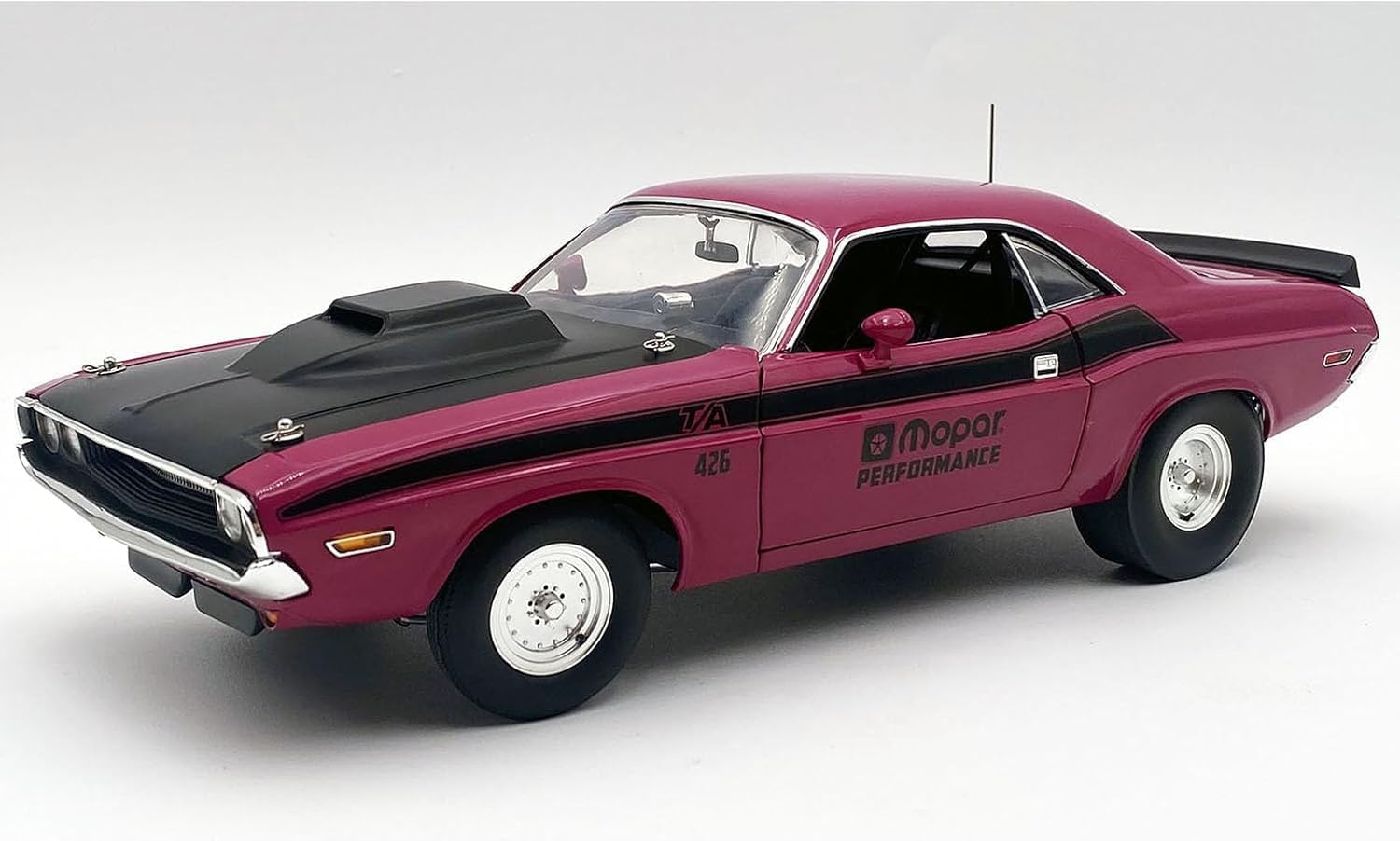 1970 T/A Pro Stock Performance Pink with Black Stripes and Black Hood Limited Edition to 350 Pieces Worldwide 1/18 Diecast Model Car by Acme A1806029