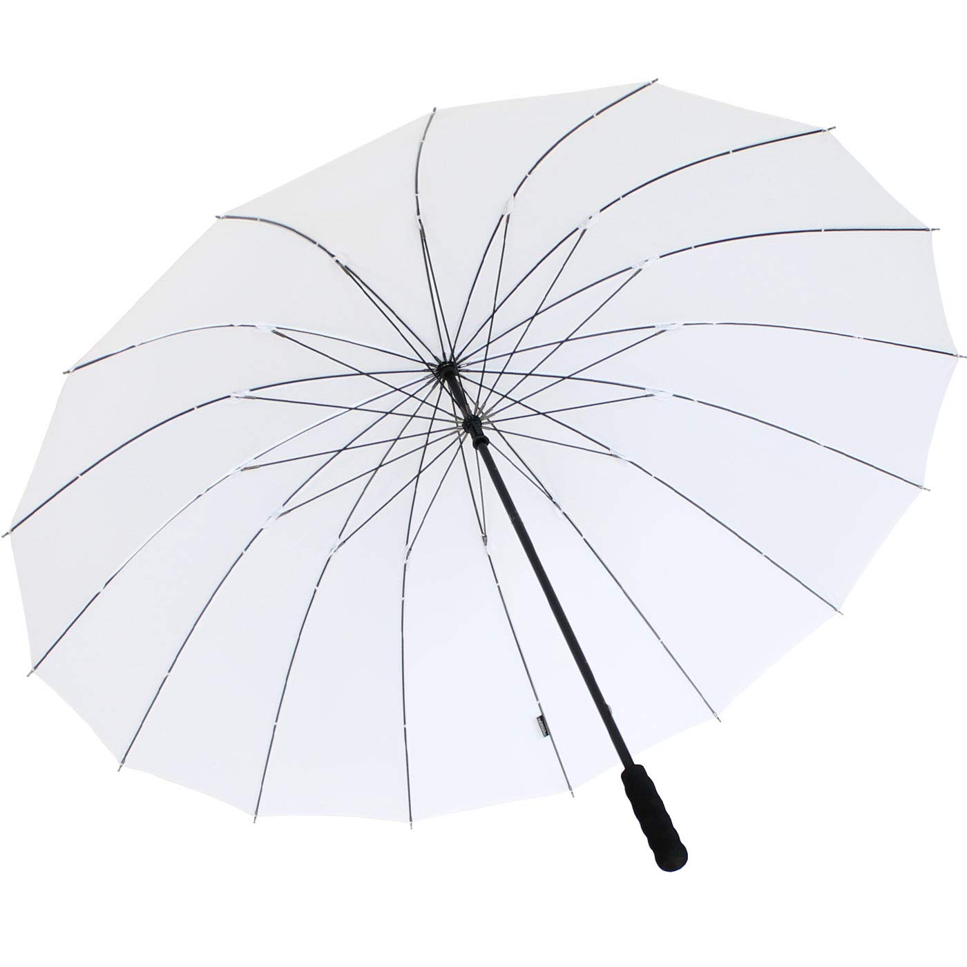 iX-brella - Ombrello XXL leggero a 16 raggi, con comoda impugnatura morbida, diametro 1,29 metri, bianco, 129, Ombrello per partner con aprimano.