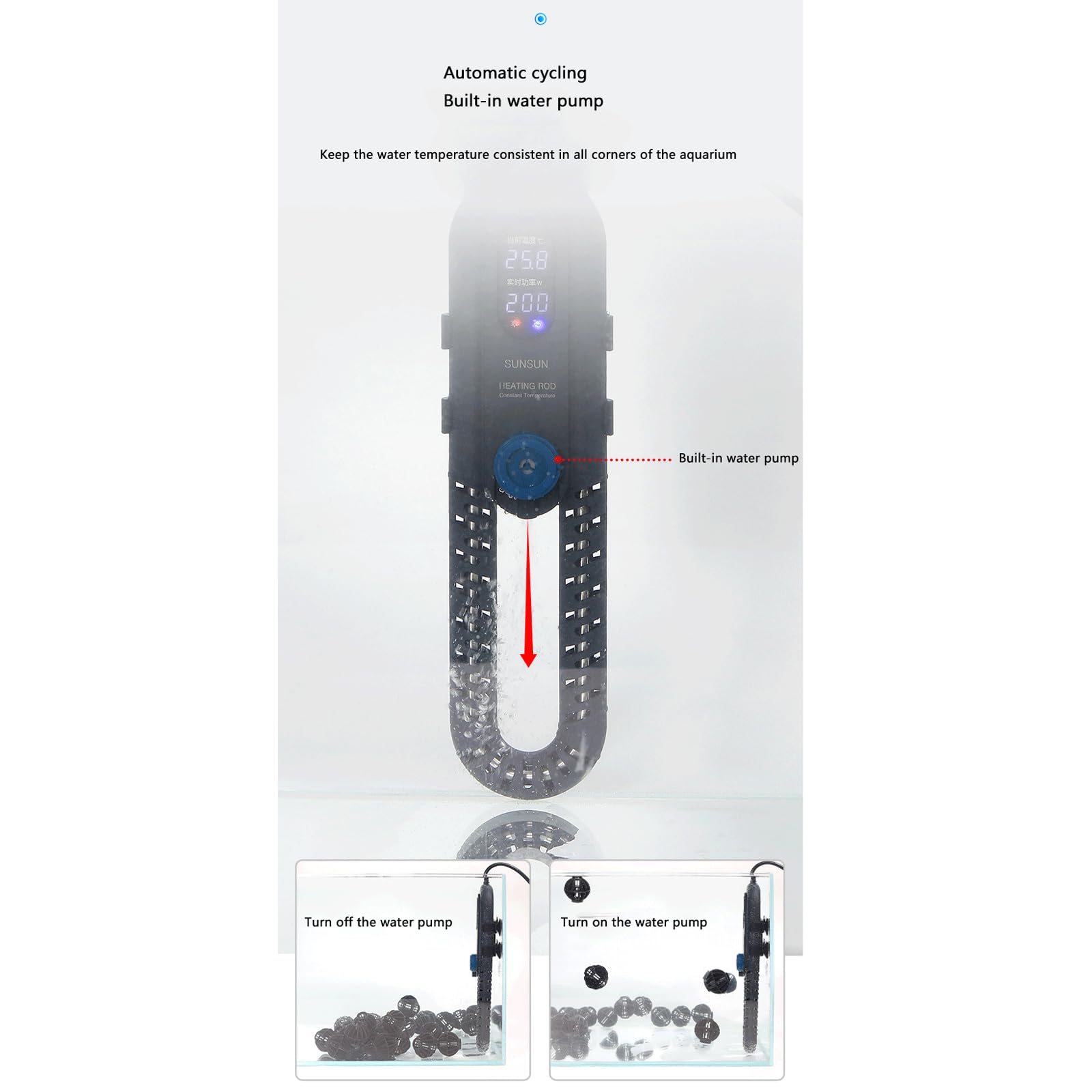 Fish Tank Heizung Rod Automatische Konstante Temperatur Aquarium Heizung Rod Frequenzumwandlung Energieeinsparung,500W