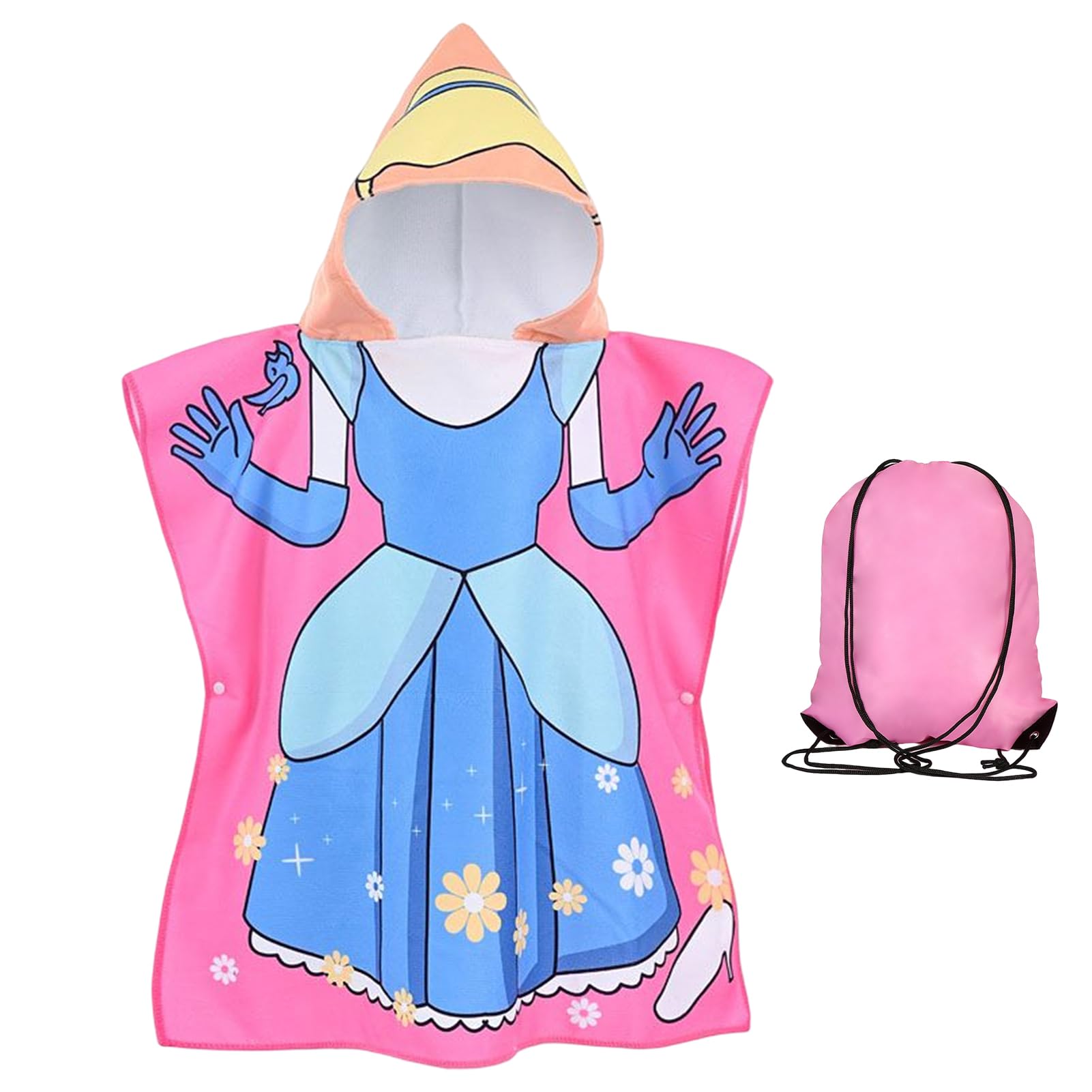 Marypaty Toalla Playa Niña Bebe de Baño con Capucha, Toalla Poncho Niño Toalla Infantil de Playa Toalla de Microfibra Poncho y Bolsa de Cordó, Surf para Baño Piscina Playa Niños de 2 a 8 Años (Estilo 2)