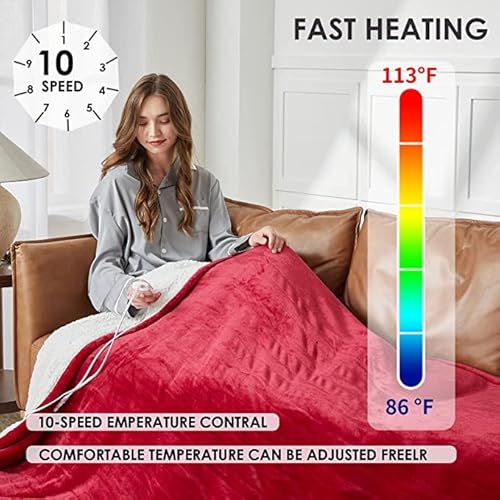 image for BOMOVA Heated Electric Blanket King Size, Heating Blanket with Dual Co