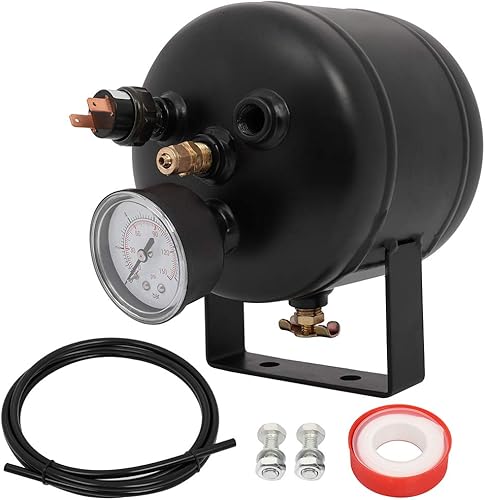 Miniatura 5 de Tanque de compresor de aire de 5 puertos de 0.5 galones (2 litros), repuesto de 150 PSI para suspensión neumática para bocina de tren de coche
