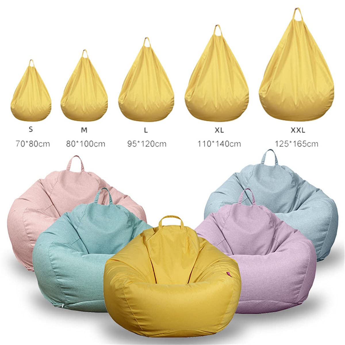 Copertura Pouf Sacco Grigio Scuro 110x120cm - Per Interni Ed Esterni, Senza Imbottitura - Foto 12