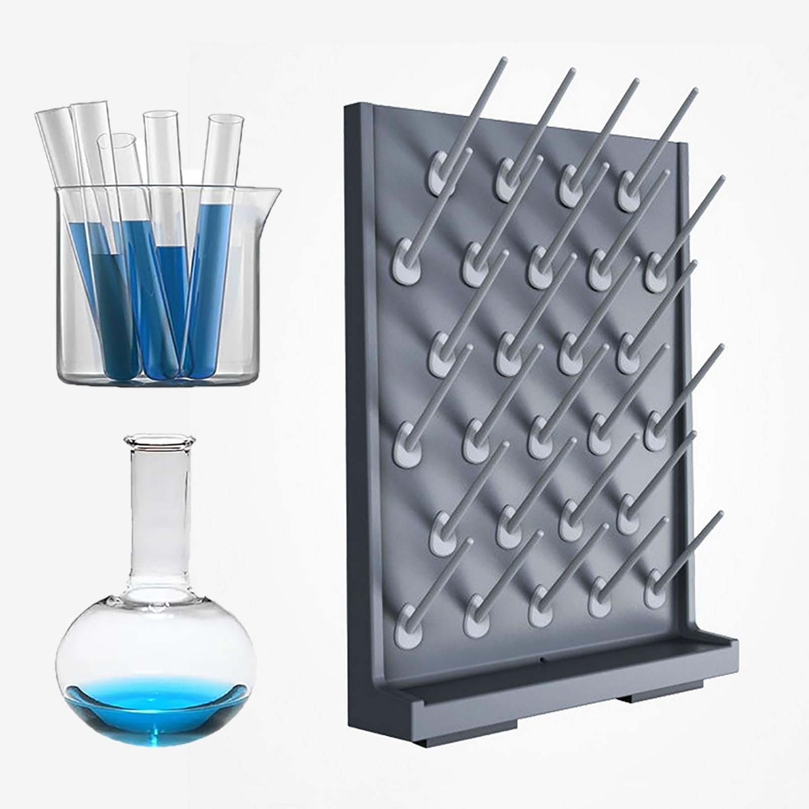 Estante de secado de laboratorio con 27 clavijas, estante de drenaje para cristalería, duradero y fácil de operar para la escuela, laboratorio
