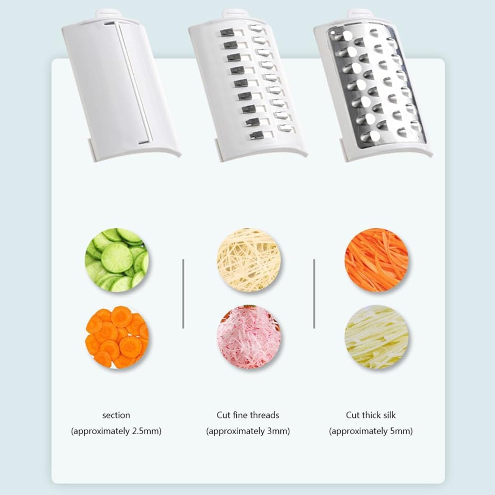 Rallador de Queso Eléctrico 50W, Rallador Rotativo Multifuncional con 3 Cuchillas Intercambiables