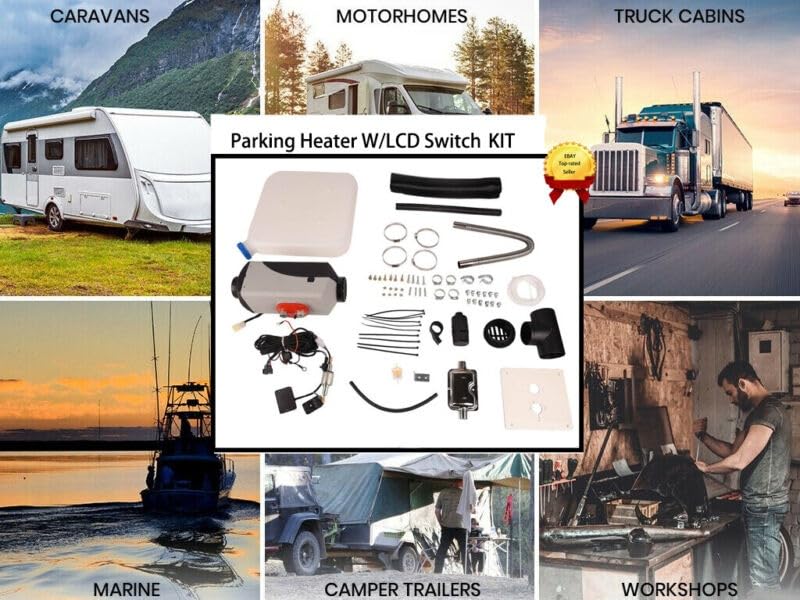 Zestaw podgrzewacza powietrza Diesel 5KW 12V z termostatem LCD kompatybilny z ciężarówkami, łodziami, samochodami, autobusami - ulepszone ogrzewanie Perforce