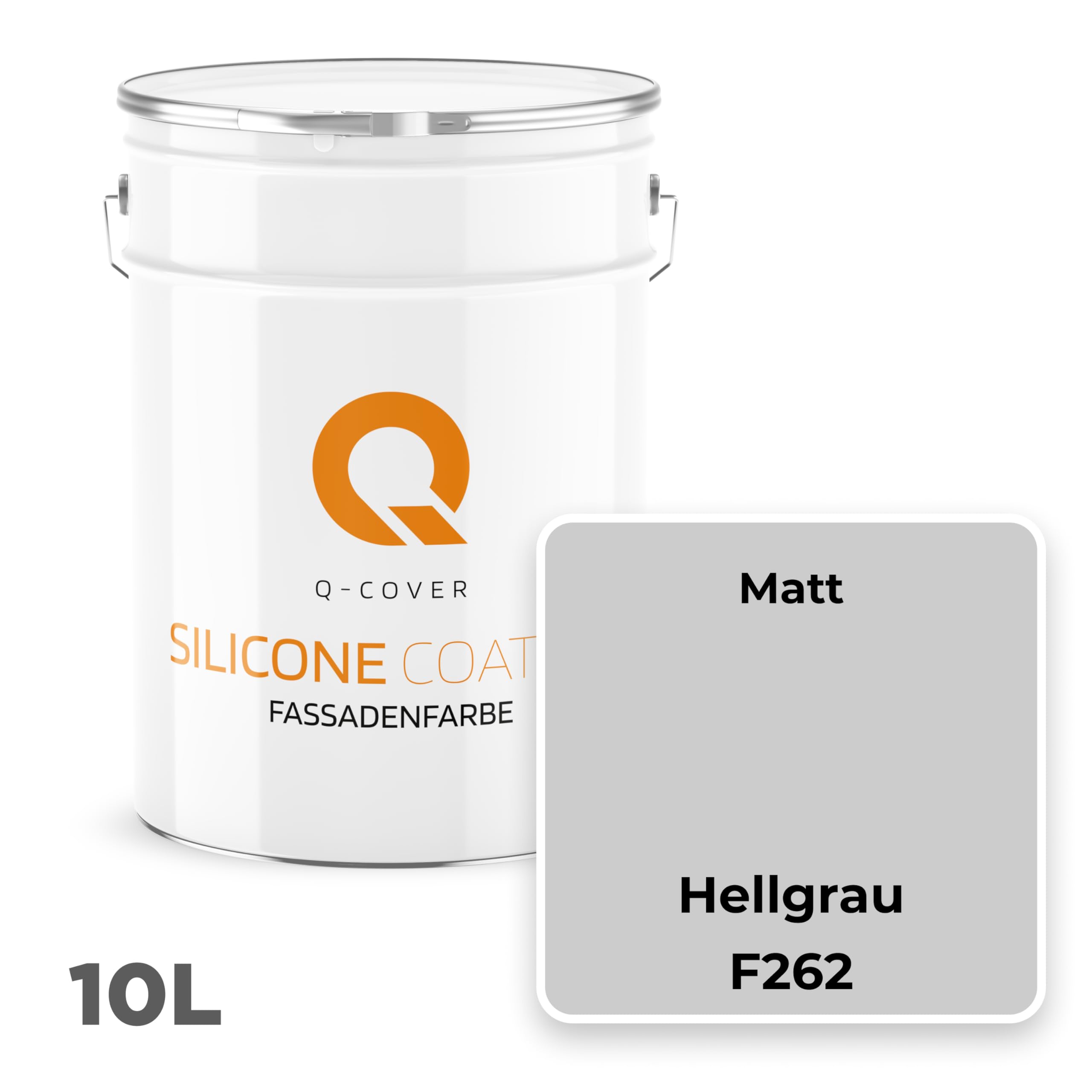 Fassadenfarbe 10 L Hellgrau F262 – Silikonharz, Außenfarbe, Hydrophob, Wetterfest, Fassadenschutz