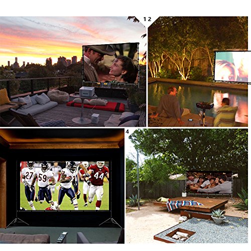 Vamvo Outdoor Indoor Projector Screen with Stand Foldable Portable Movie Screen 80 Inch (16:9) Full-Set Bag for Home Theater Camping and Recreational Events (80 inch)