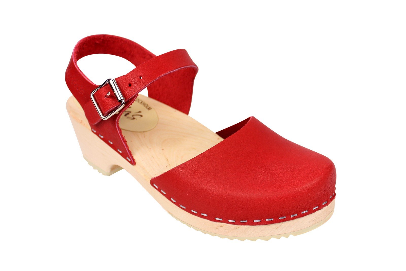 Lotta From Stockholm Swedish Classic Low Leather Clogs Red Leather