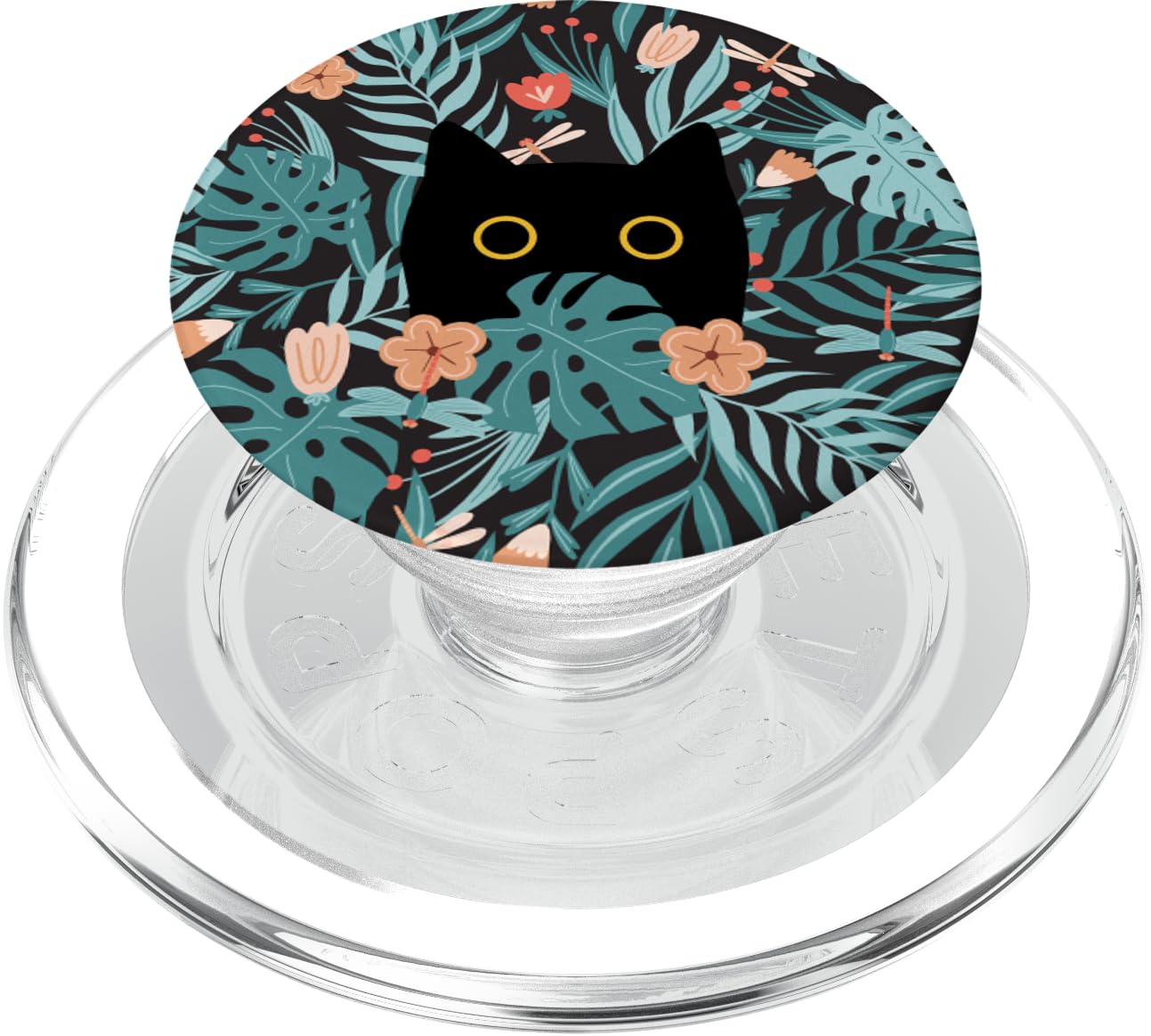 Cute Daisy Flower Floral Aesthetic Black Cat Sage Green PopSockets