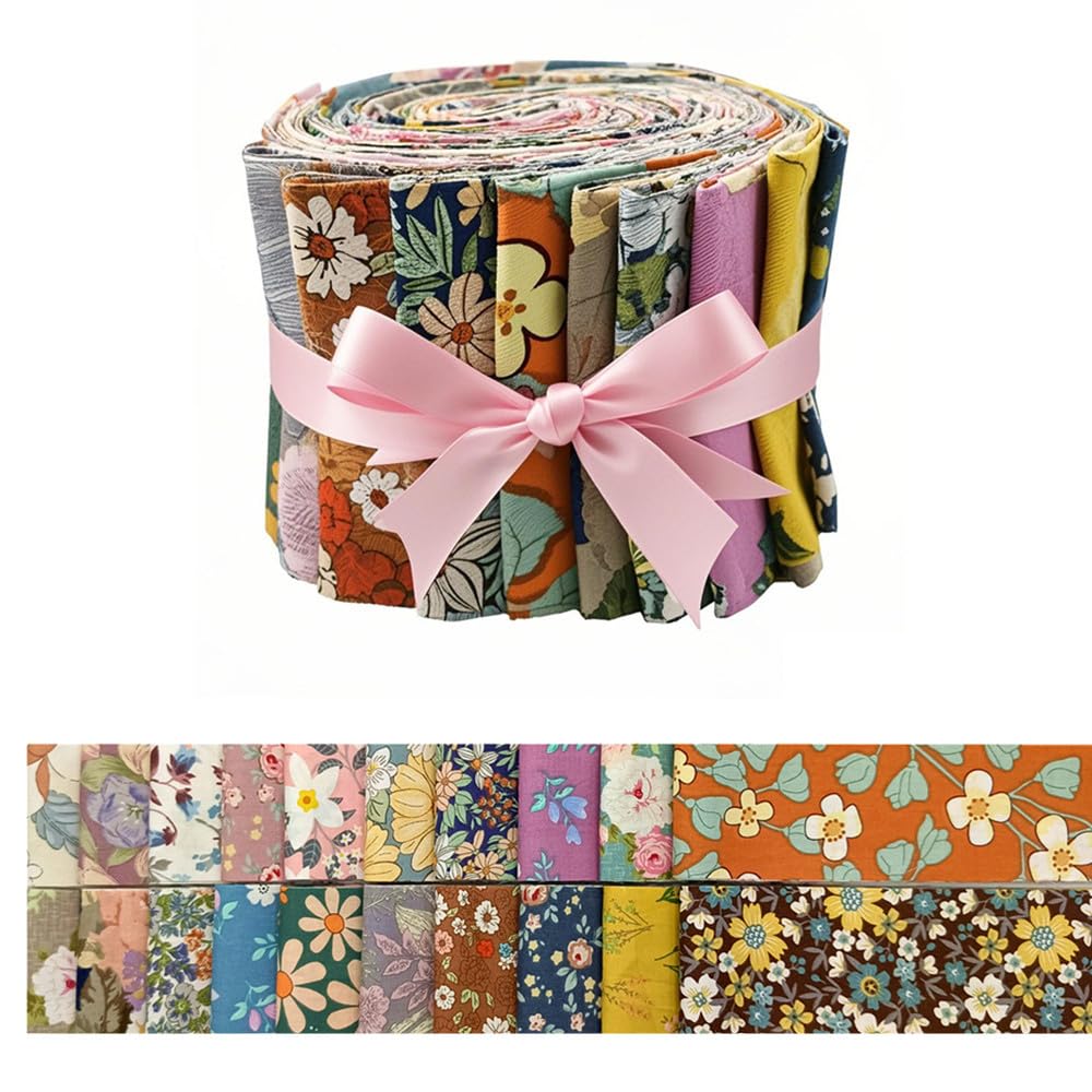 7Pcs 20" x 20" Cotton Fabric DIY Making Supplies Quilting Patchwork Fabric Fat Quarter Bundles DIY for Quilting Cotton Patchwork Cushions (Brown, 2.4" x19")