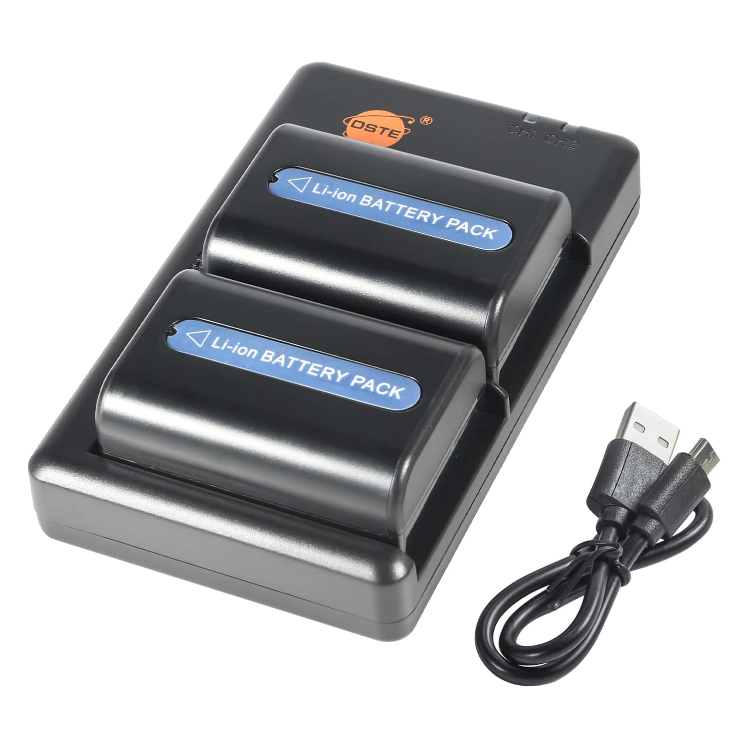 NP-FM55H FM50 (2 pièces) Batterie de rechange rechargeable et double chargeur compatible avec Sony NP-FM30 NP-FM51 CCD-TR108, TR208, TRV116, TRV118, TRV126, TRV128, TRV138, appareil photo, chargeur de