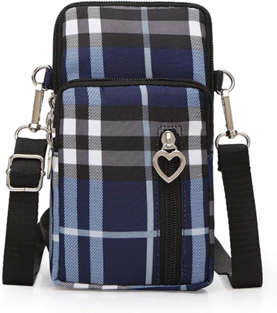 MODANA Fashion Sports Shoulder Bag Mini Wrist Purse Armband Bag Universal Phone Holder Pouch Case for iPhone/Samsung/LG/Moto/Black Berry/Sony/HTC/Nexus/Nokia/Lumia/Huawei and So on. (Blue Plaid)