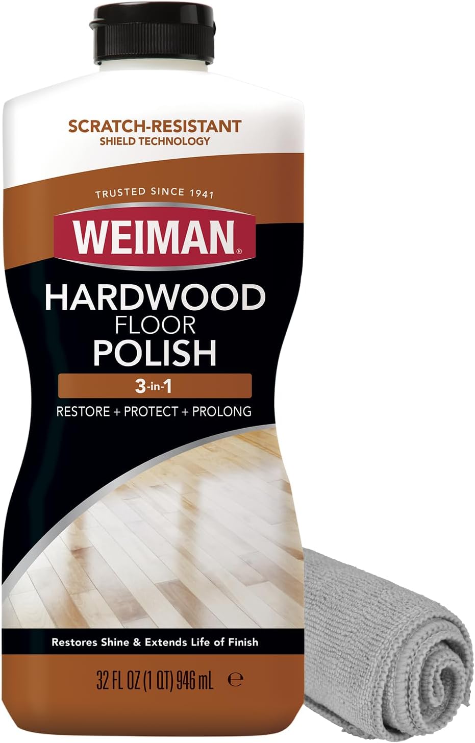 Weiman Wood Floor Polish and Restorer 32 Oz Bundle – High-Traffic Hardwood Floor, Natural Shine, Removes Scratches, Leaves Protective Layer