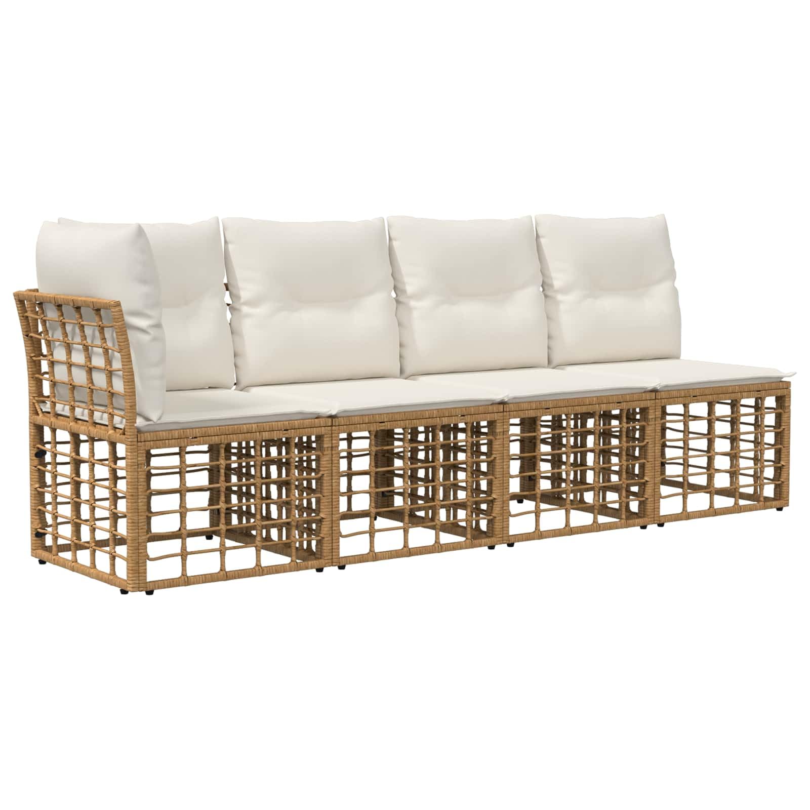 Set divano da esterno in polyrattan, 11 posti, colore naturale | Mobili da giardino modulari in rattan con poggiapiedi regolabili e cuscini per terrazza e giardino.