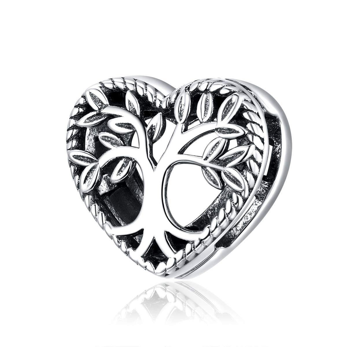 Perline in Metallo con Albero della Vita per creazione di Gioielli da Donna Ciondolo in Argento ossidato Sterling 925 per Bracciale Rigido