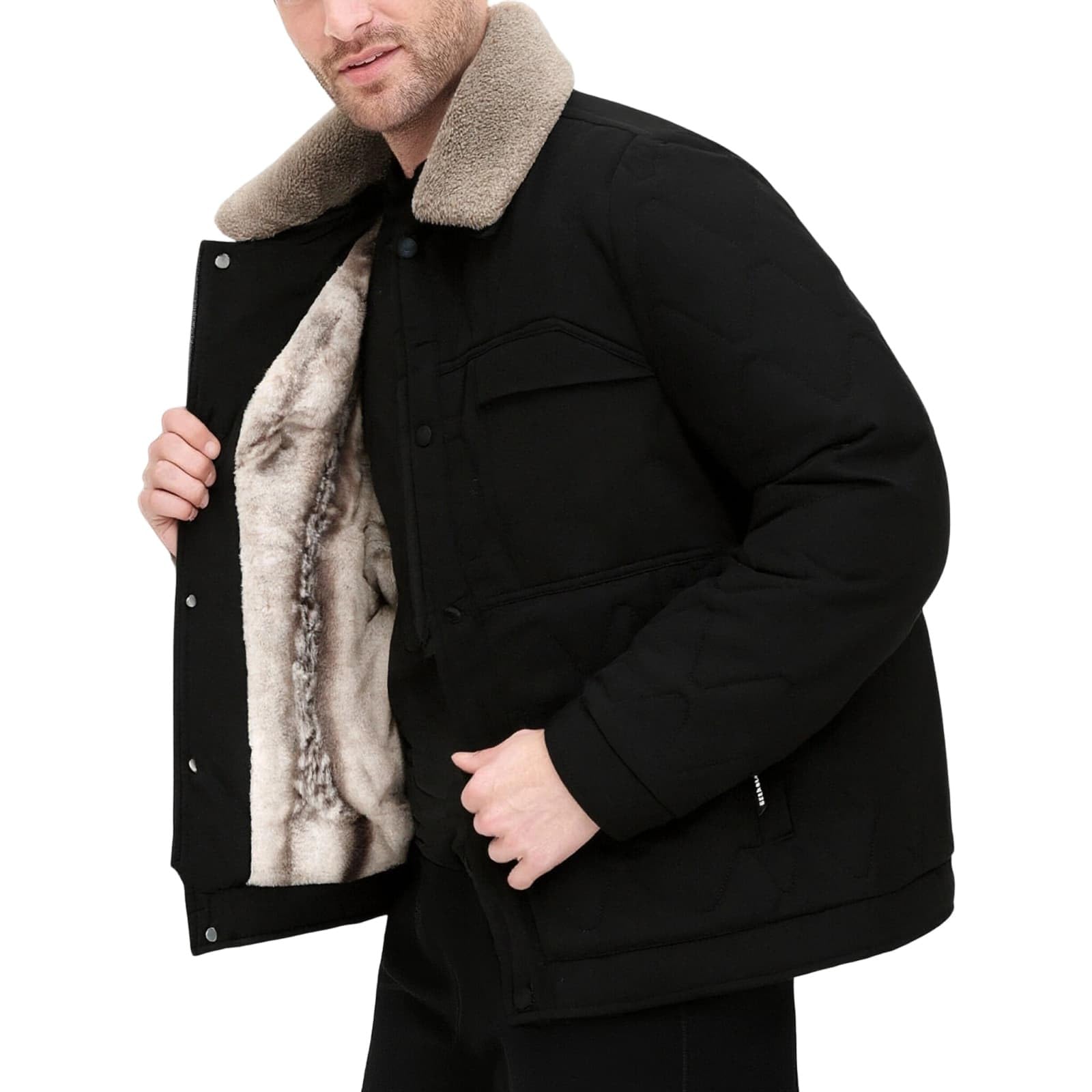 Generisch Revres - Giacca invernale da uomo, in pile termico, per le mezze stagioni, foderata, in pile, per il tempo libero, per attività all'aria aperta, calda, con tasche