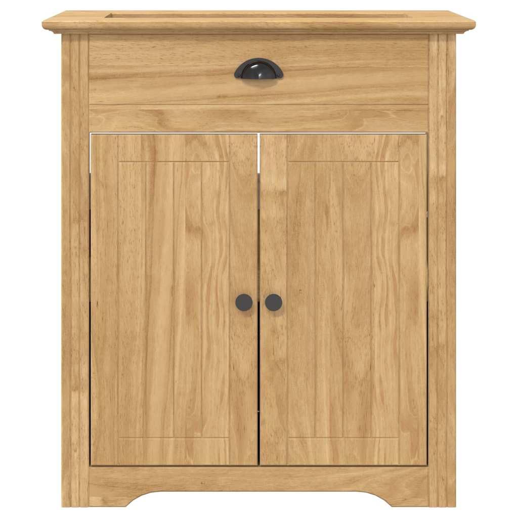 Bodo Armoire de salle de bain marron miel 70 x 35 x 80 cm en bois avec 2 portes, espace de rangement pour ensemble de meubles de salle de bain, idéal comme meuble sous lavabo, armoire de