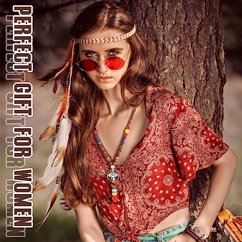 6 Pcs Boho Long Necklaces for Women Vintage Wooden Necklace Handmade Retro Nepal Boho Jewelry Gifts2