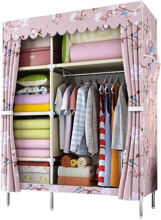 Cloth Wardrobe Clothes Closet, Portable Closet Wardrobe Storage Closet Standing Closet Fabric Cabinet Portable Wardrobe,B_108X45X168CM