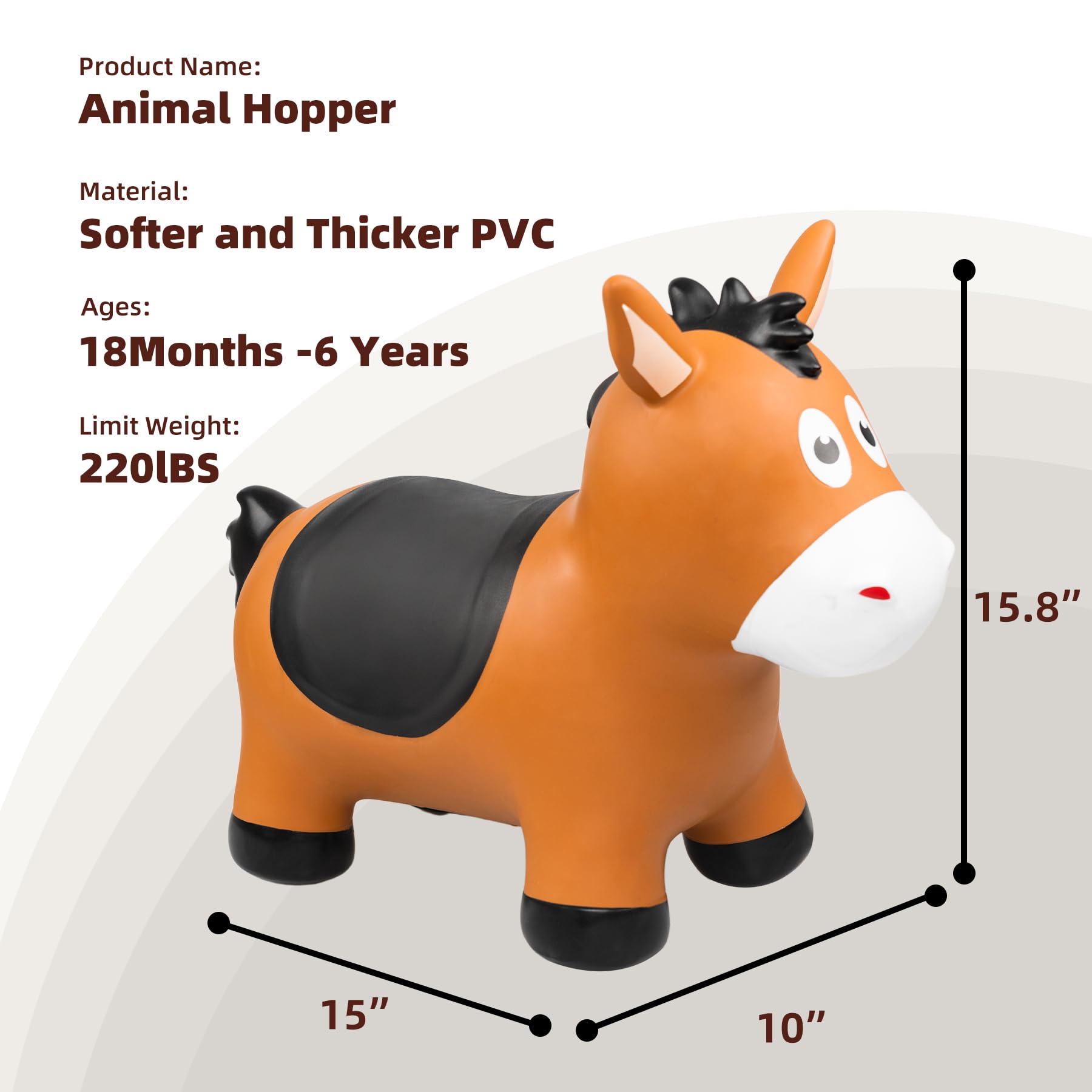 ZOOJOY Bouncy Horse Hopper - Toddler Inflatable Toy -5
