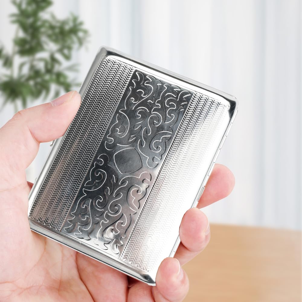 Zigarettendose Metall, 3 Stück, Edelstahl, für 20 Zigaretten | Für Herren, Für Damen, Für Hosentaschen und Hemdtaschen