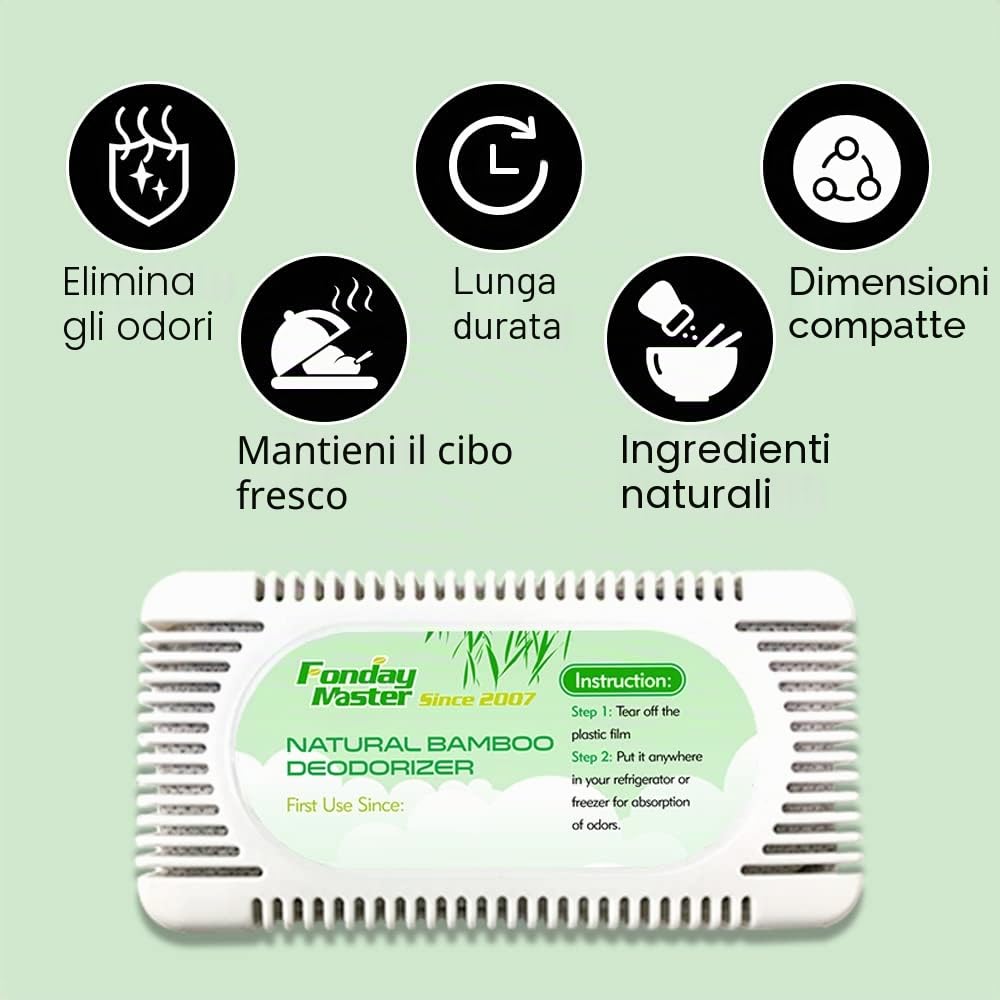 2 confezioni di deodorante Refrigerator Odor Eliminator for Fridge Freezer Cooler & Lunch Boxes Natural Bamboo Activated Charcoal More Effective Than Baking Soda