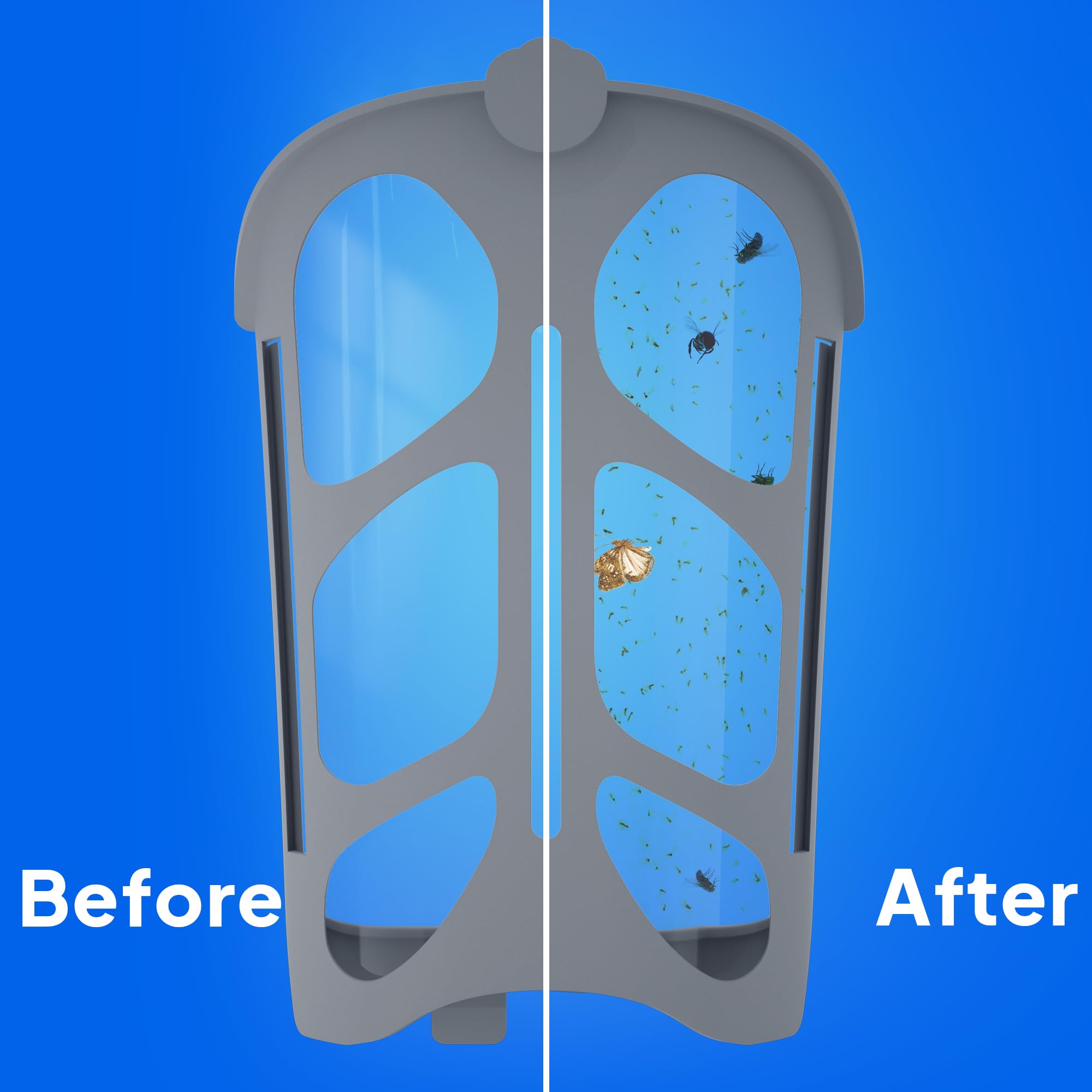 SHAPON Trampa para insectos voladores para uso en interiores, atrapamoscas de frutas con luz UV, trampa para moscas segura para uso doméstico con recambios (2 bases enchufables + 8 cartuchos)