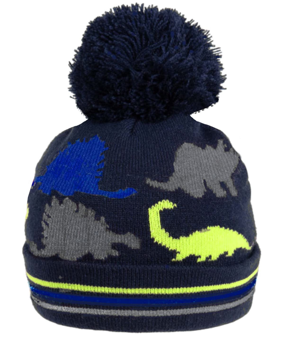 SSP Hats Dinosaur Beanie Bobble Ski Hat in Navy & Grey, Size: One Size