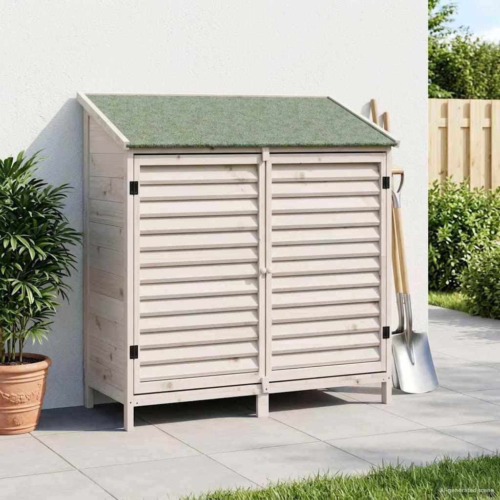 Szopa ogrodowa z litego drewna świerkowego 106 x 56 x 113,5 cm, odporna na warunki atmosferyczne szafka na narzędzia do ogrodu, domek na narzędzia z dachem asfaltowym i drzwiami lamelowymi, miejsce do