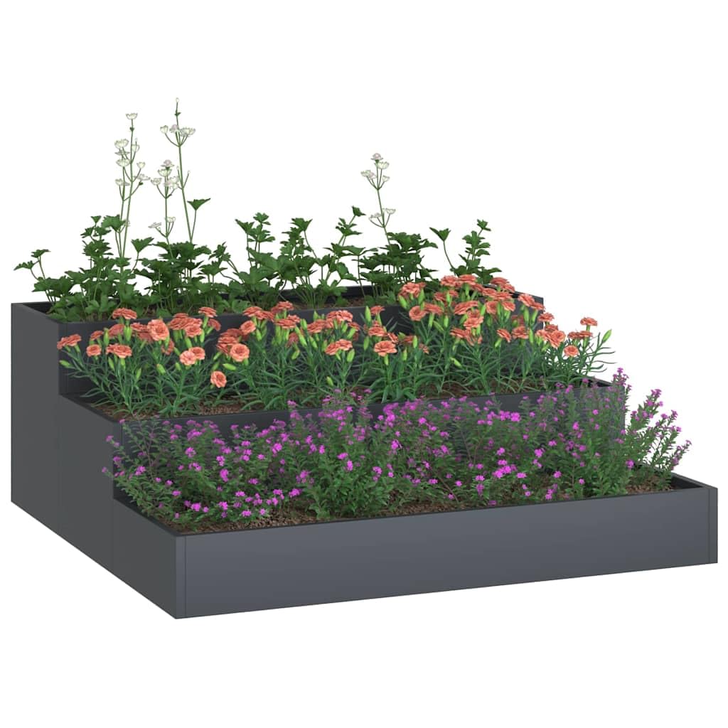 vidaXL Garden Planter Anthracite 90 x 90 x 35 cm Cold-rolled Steel, Garden and Terrace, Durable Metal Planter, Outdoor Display, Modern Container for Decor, Floral Arrangement — image 1