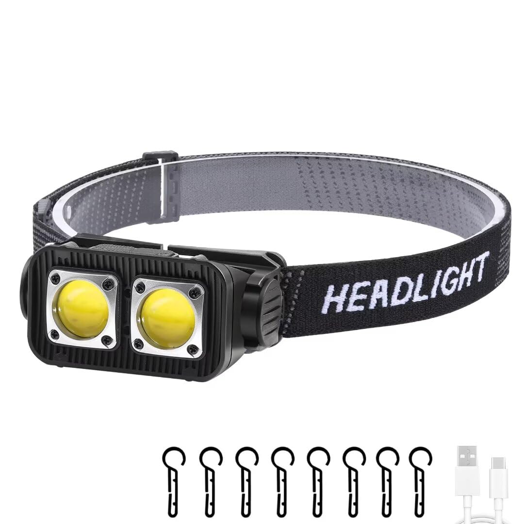 Siuyiu8500 Lumen Headlamp, Rechargeable Headlight with White Red Light,2-Pack Waterproof Motion Sensor Head Lamp,8 Mode for Outdoor Camping Running Hiking Fishing