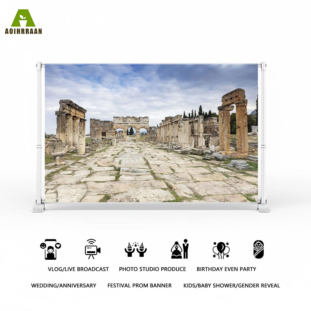 Aoihrraan 3,5x2,5m Antique Greek Backdrop Greece Theatre Hierapolis Ruins Nature Historical Cultural Landspace Photography Background Travel Holiday Vacation Girl Boy Adult Portrait Photo Studio Props - Image 2