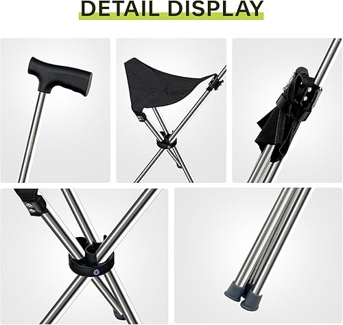 Miniatura 2 de Taburetes de viaje ligeros para adultos. Bastón con asiento, bastón, silla plegable, bastón de senderismo, camping, senderismo, silla de bastón,