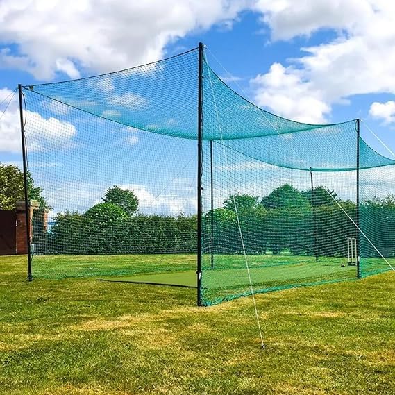 Zain Sports Cricket Net for Practice | Full Size Outdoor Netting Setup with Poles and Stand | Portable Batting Cage for Garden, Terrace, Backyard | Training Equipment for Kids & Adults (10x30 feet) 4