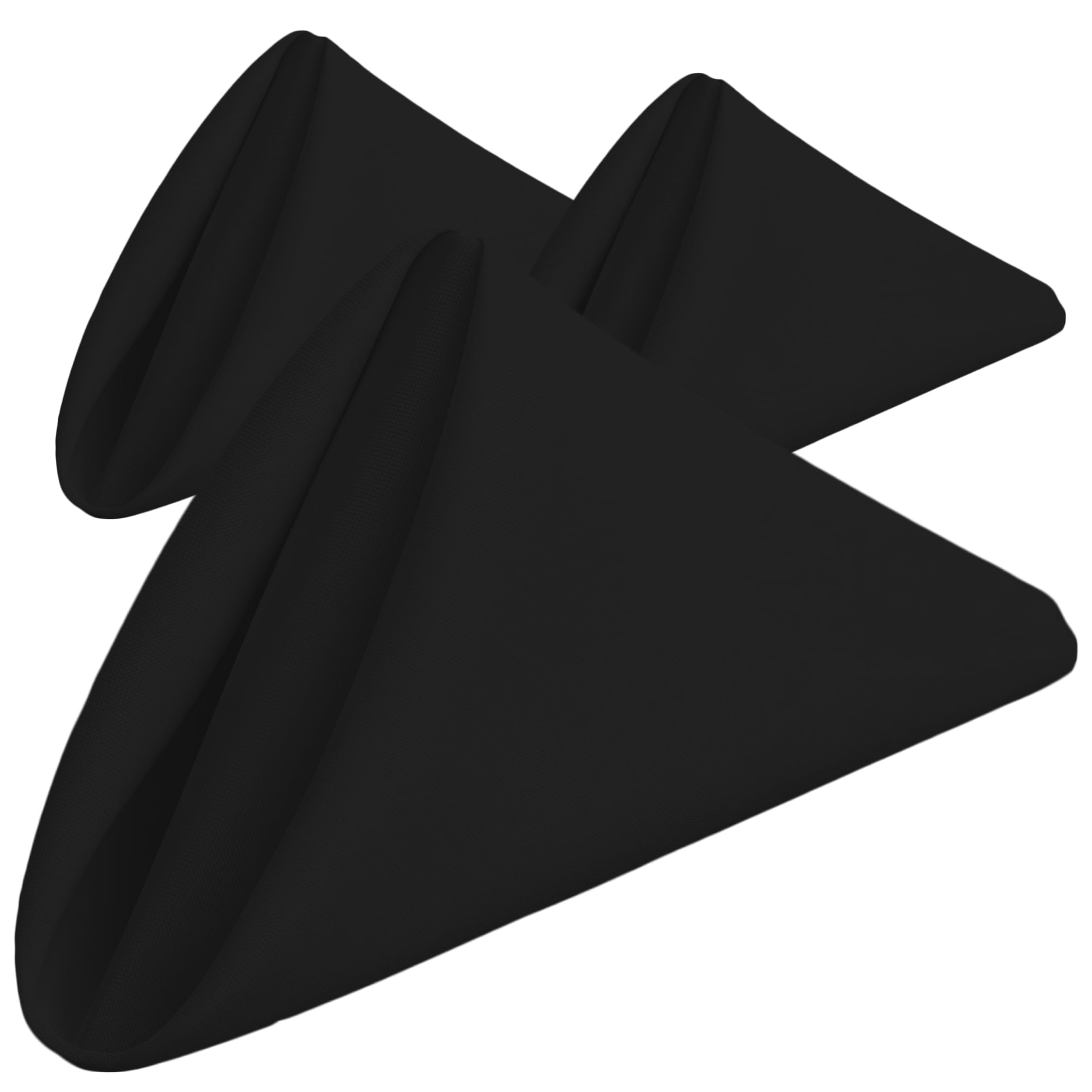 wealuxe [24 pack, black] 100% polyester soft durable washable cloth table napkins 17 x 17 inch great for restaurants, dinners and parties