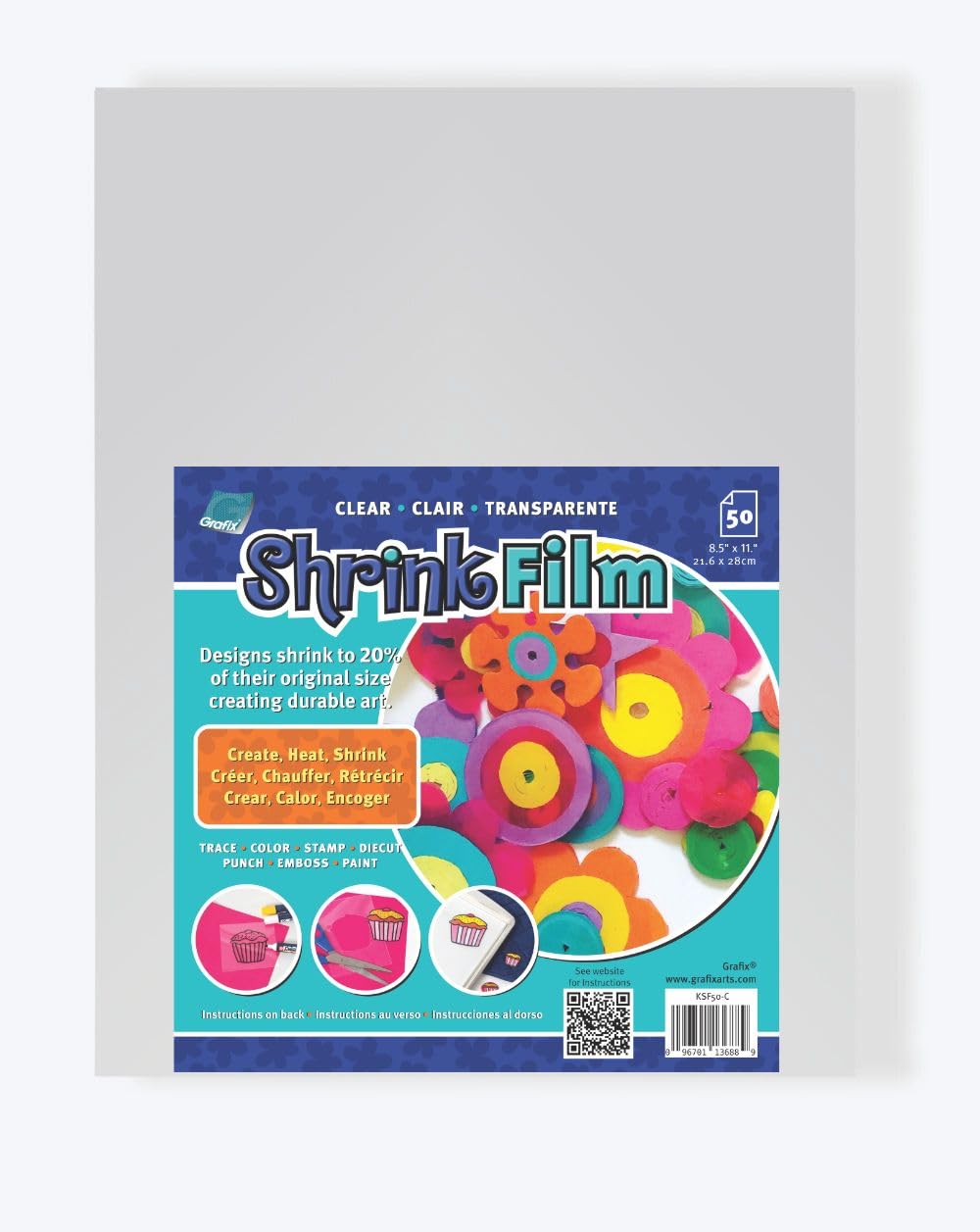 Shrink Film - Clear Transparent 8.5"x11" Sheets, Design Your Art and Shrink It to Create Jewelry, Embellishments, Paper Crafts, Gift Tags, Ornaments and More, Pack of 50