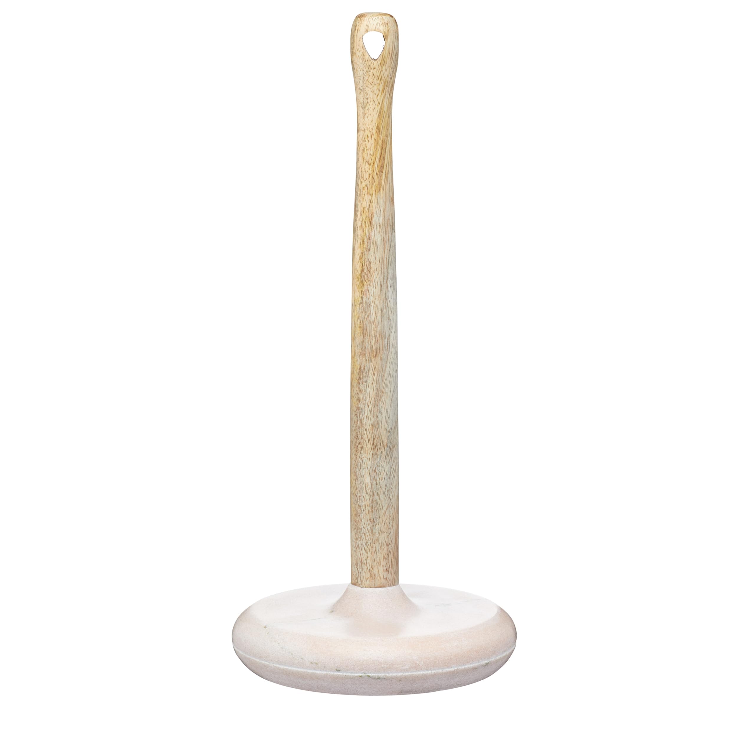 KitchenCraft Serenity Kitchen Towel Holder, Mango Wood/Marble, Brown/Pink, 15 x 36 cm