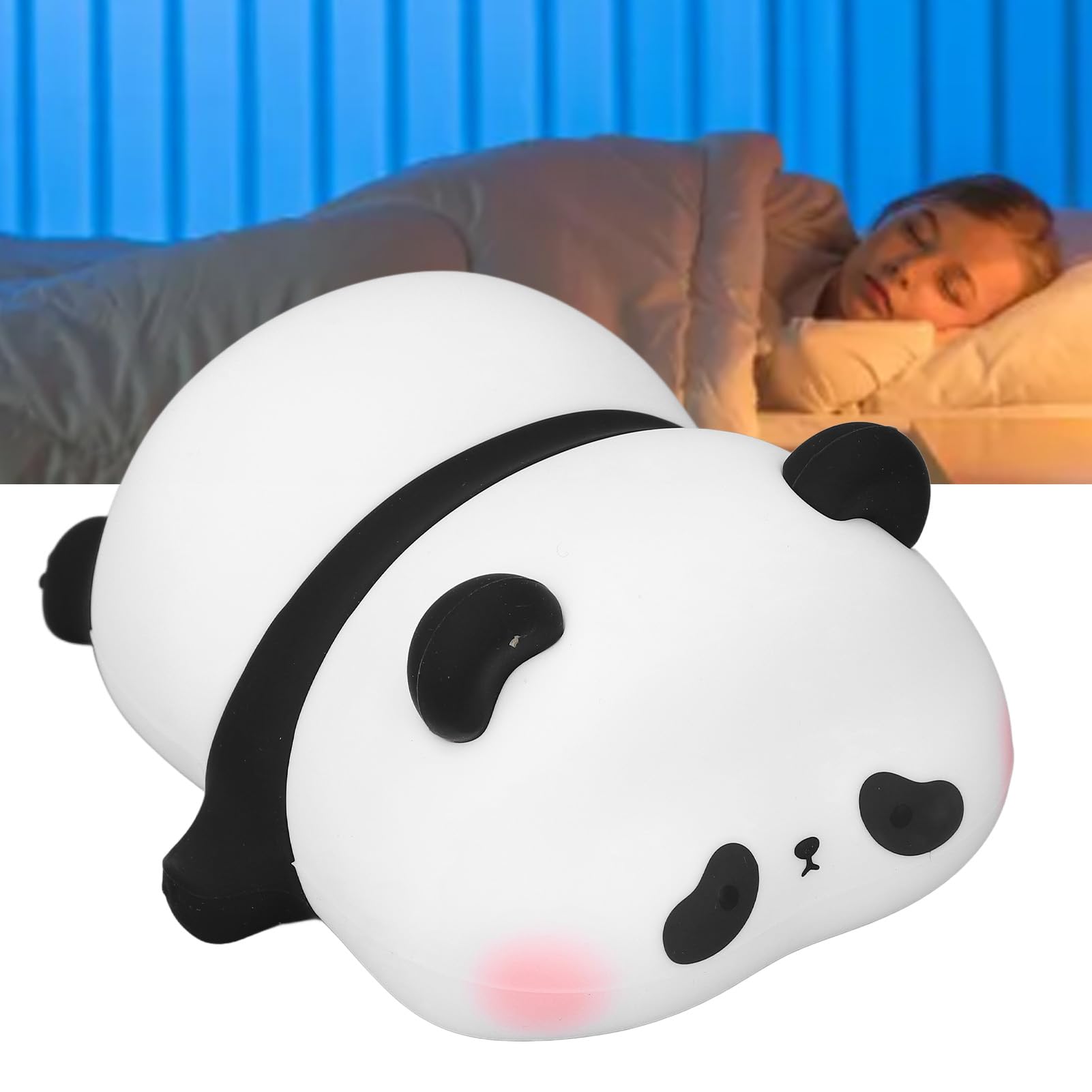 SALUOKE Panda Lampada, Panda Luce Notturna Bambini, Lampada Morbida Animali Silicone, 3 Modalità di Luce, Lucina Notte Regolabile con Timer, Controllo Touch, Ricaricabile Tramite USB