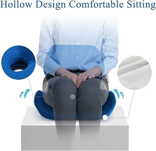 Miniatura 5 de Cojines de asiento de espuma viscoelástica, cojín de asiento y almohada de apoyo lumbar para silla de oficina, soporte de cadera y espalda baja,