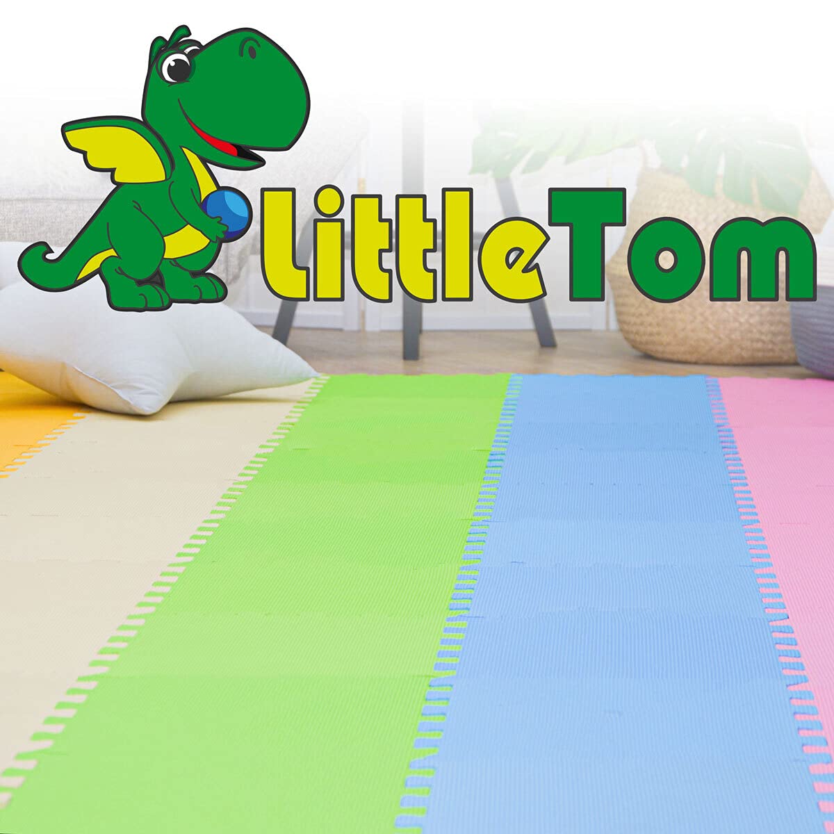 LittleTom 45 Teile Spielmatte Baby Puzzlematte ab Null - 30 x 30 cm Krabbelmatte Bodenmatte Kinder - Puzzle Teppich Kinderzimmer Matte - Outdoor Bodenschutzmatte Spielteppich Eva Schaumstoff Isomatte