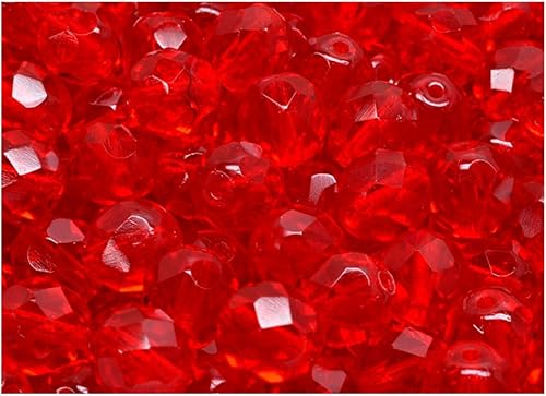 100 cuentas pulidas al fuego de 0.315 in, cristal checo, rubí