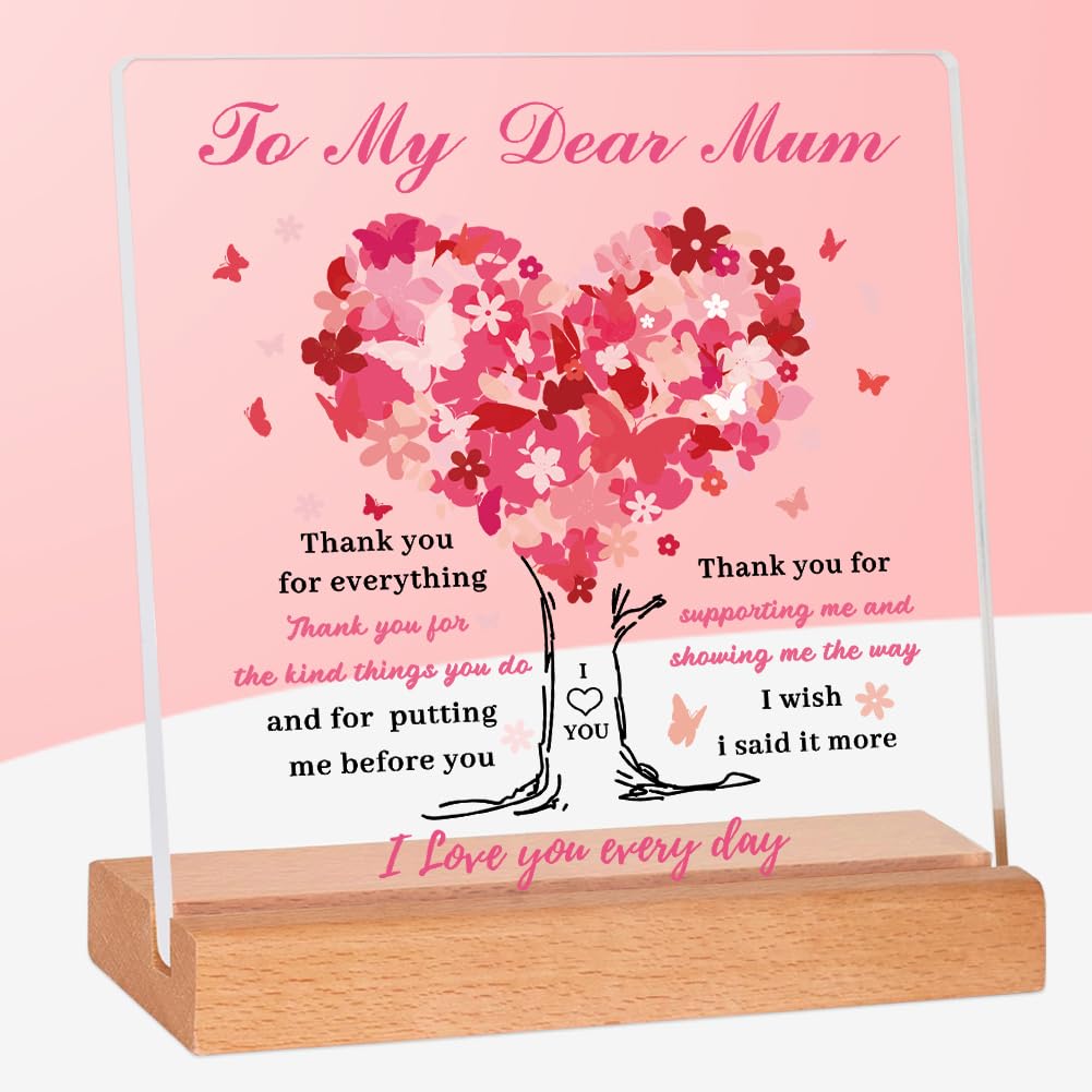 Mothers Day Gifts for Mum from Daughter&Son, Acrylic Desk Plaque Presents for Mum Birthday Gifts, Desk Decor ornament Mother's Present for Christmas, Mother’s Day, Birthday, Thanksgiving