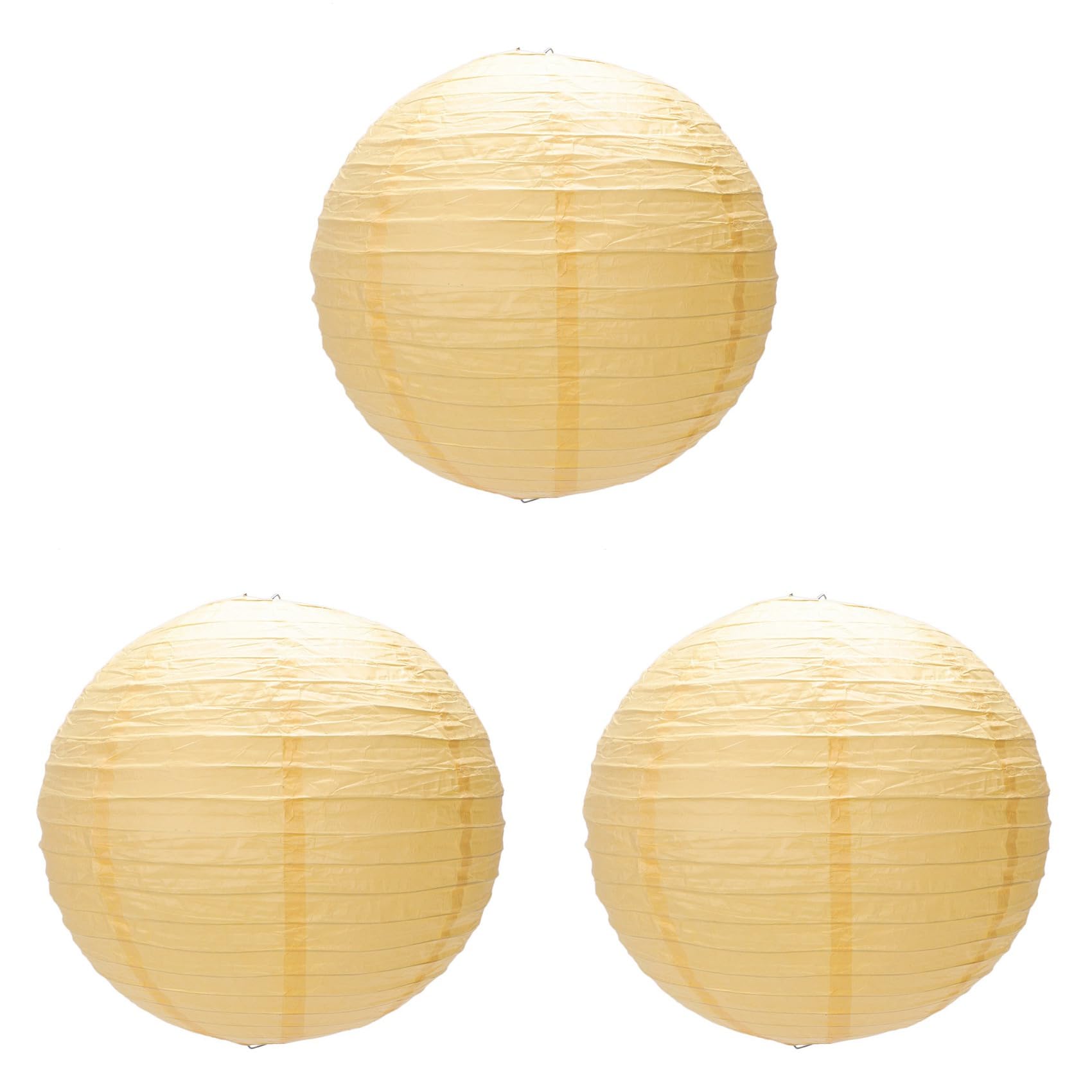 Hndhbfgrt 3 x Chinese Japanese Paper Lantern Lampshade for Party Wedding, 40cm(16 inch) Deep Yellow