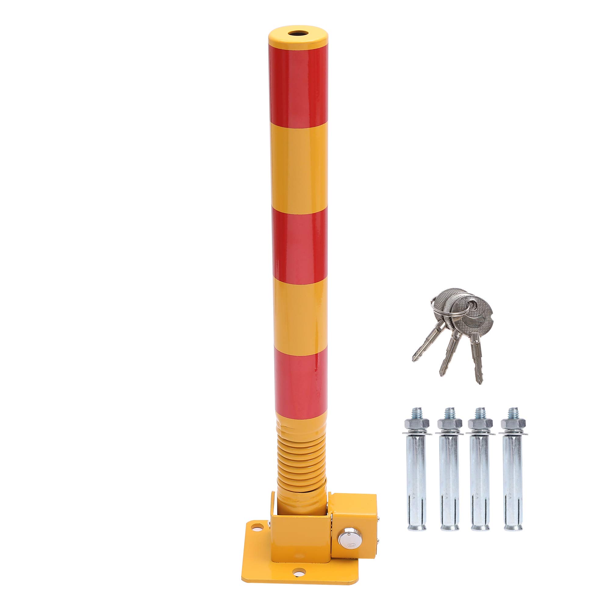 Katsu Tools Yellow Katsu Car Parking Space Lock Bollard Ylw-Red 600Mm With Spring