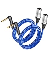 Vista 10 de Cable de audio de micrófono macho de 3.3 pies en ángulo recto de 1/4 TS a XLR de 3 pines, 0.250 in TS Mono de ángulo recto a XLR macho 3 pines, 6N