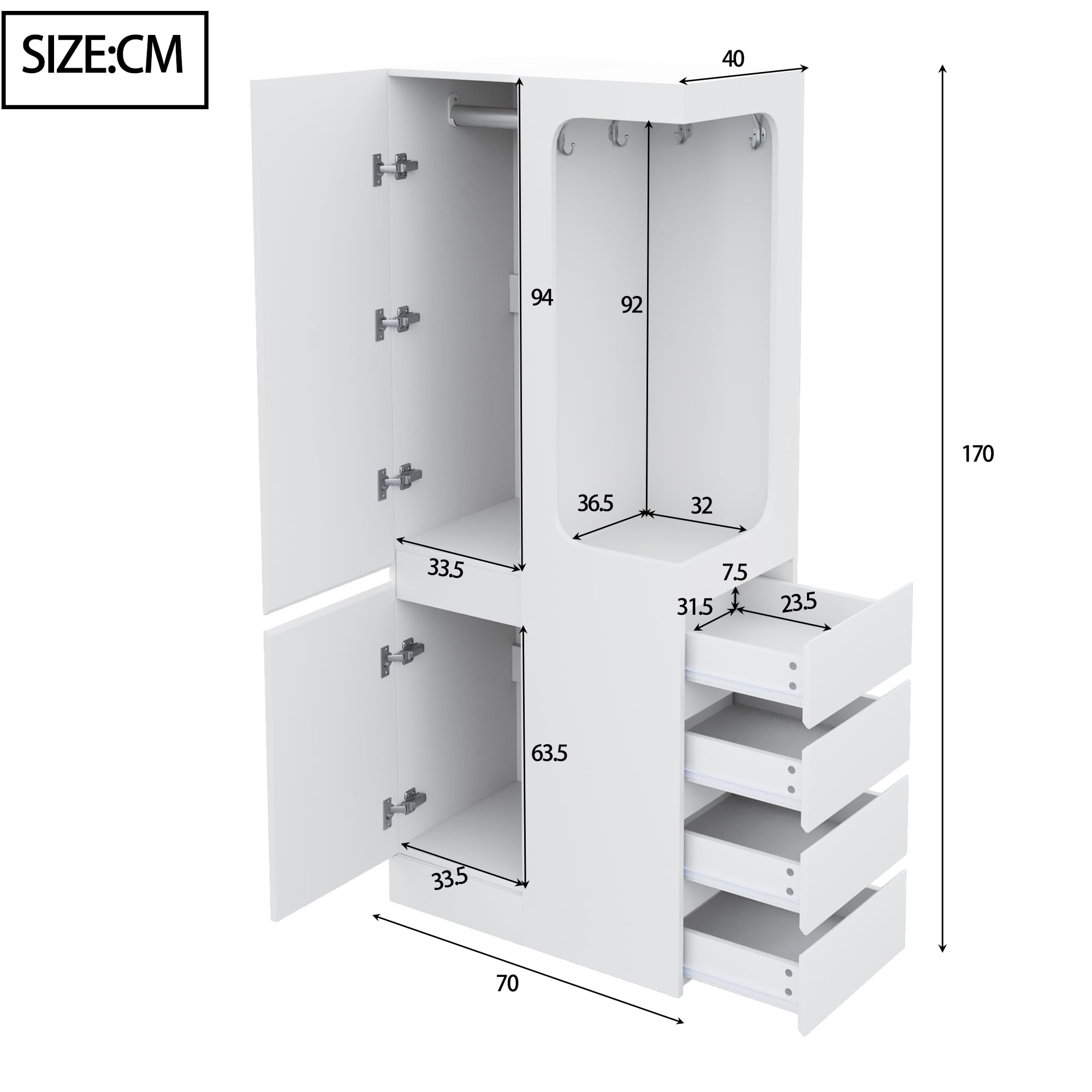 Armadio moderno con ante e design aperto, armadio versatile per camera da letto e soggiorno, mobili eleganti per soluzioni spaziali efficienti