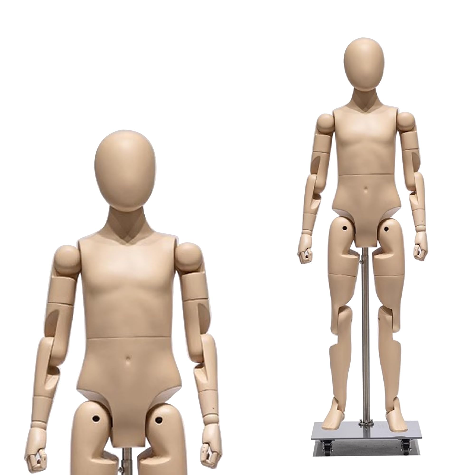 Jxjarnet Full Body Articulated Mannequin, Posable Robot Style Dress Form with Flexible Joints for Sports and Activewear Display(Nude,Faceless Child)