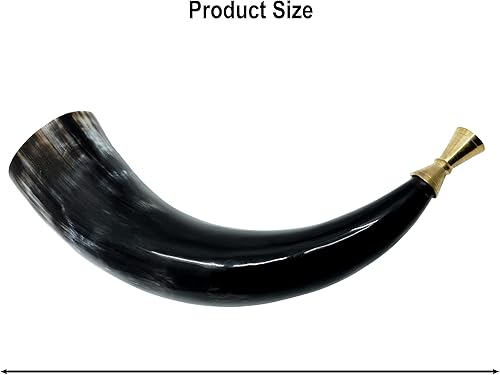 Miniatura 5 de Lord of Battles Cuerno de guerra vikingo, cuerno de soplado medieval con boquilla de latón macizo, cuerno genuino corneta
