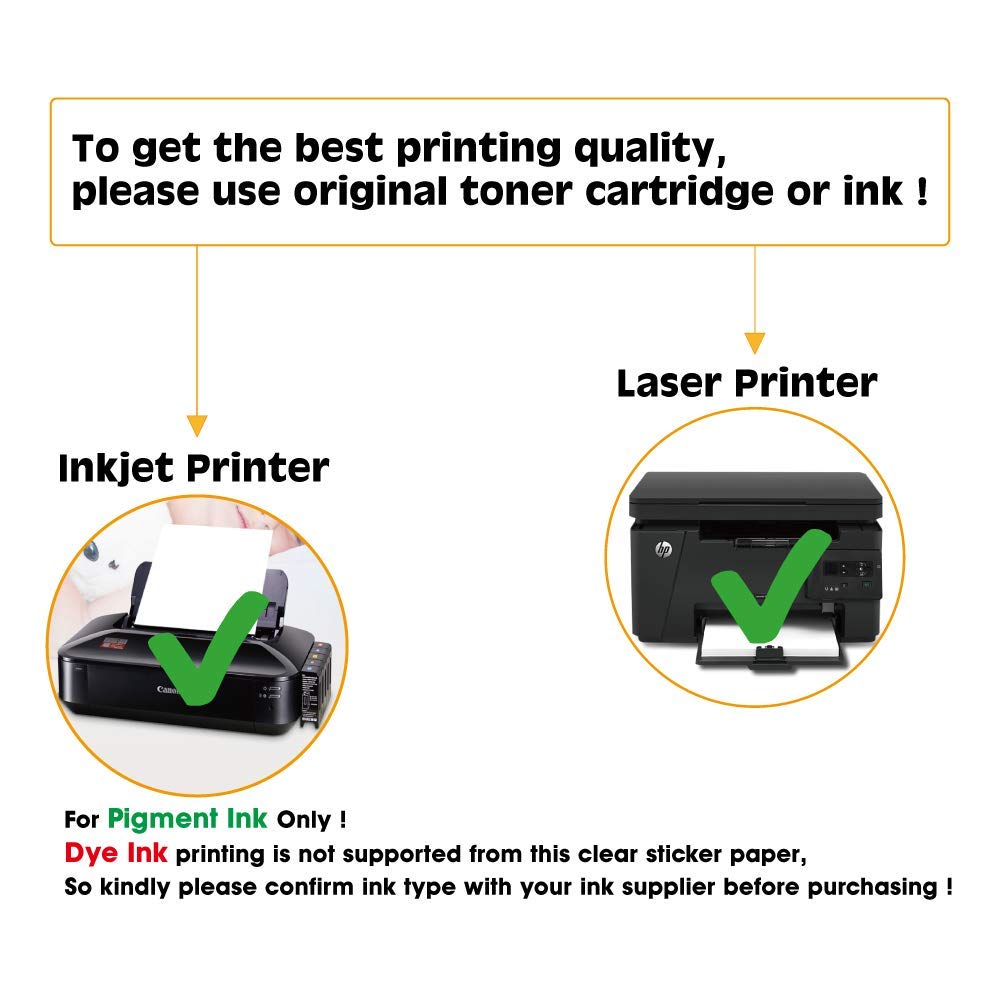 Amazon.com : 20 Sheets Printable Clear Sticker Paper for Laser & Inkjet  Printer - Transparent Self-Adhesive Glossy Finish - A4 Size 11.69'' x 8.27"  (Fully Clear) : Office Products